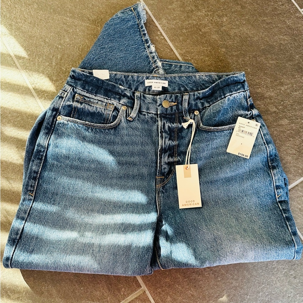 NWT GOOD AMERICAN Jeans GOOD VINTAGE Straight Size 4 or 27 x 28 Distressed 90s